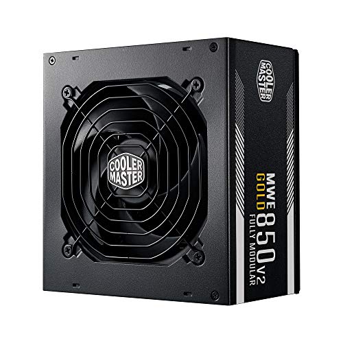 Cooler Master MWE 850 Gold V2, Modulares PC-Netzteil (EU-Stecker), 80 Plus Gold, 850 Watt Netzteil mit Flachkabel, 120mm HDB-Lüfter, Temperaturschwelle 50˚C von Cooler Master