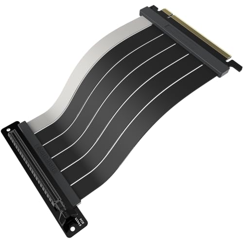 Cooler Master MasterAccessory Riser-Kabel, PCIe 4.0 x16, 200 mm, V2, schwarz, PCIe 4.0, ältere kompatibel, EMI-geschirmt, 30 AWG, TPE-Kabelhülsen, schützendes ABS-Gehäuse für GPU-Karte von Cooler Master