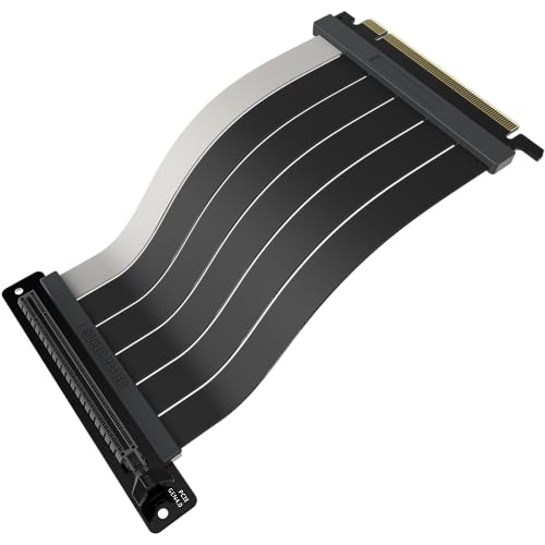Cooler Master MasterAccessory Riser-Kabel, PCIe 4.0 x16, 300 mm, V2, schwarz, PCIe 4.0, ältere kompatibel, EMI-geschirmt, 30 AWG, TPE-Kabelhülsen, schützendes ABS-Gehäuse für GPU-Karte von Cooler Master