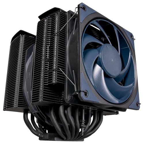 Cooler Master MasterAir MA824 Stealth CPU-Kühler – Dualer Kühlkörper, Push-Pull Mobius 135 & 120 Lüfter, 8 supraleitende Verbundwärmerohre, voller RAM-Freiraum – kompatibel mit Intel- und AMD-Sockeln von Cooler Master