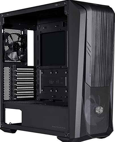 Cooler Master MasterBox 500 PC-Gehäuse – Mid-Tower mit FineMesh-Fronteinlass und 120mm ARGB-Lüfter, abnehmbare obere Abdeckung, Seitenwand aus gehärtetem Glas, 120mm Lüfter an der Rückseite von Cooler Master