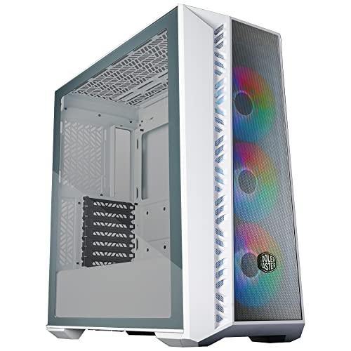 Cooler Master MasterBox 520 Mesh-PC-Gehäuse – Mid-Tower-ATX-Gehäuse, 3 x vorinstallierten Lüftern, mehreren Luftstromkonfigurationen, Mesh-Frontplatte, TG-Seitenwand, inkl. ARGB-Controller – Weiß von Cooler Master