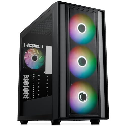 Cooler Master MasterBox 600 – E-ATX-Airflow-Gehäuse Back-Connect-MB- und 420 mm Kühler-fähig, 3 x 140 mm & 1 x 120 mm ARGB-PWM-Lüfter vorinstalliert, gehärtete Glaswand, USB 3.2 Gen 2x2 Typ-C von Cooler Master