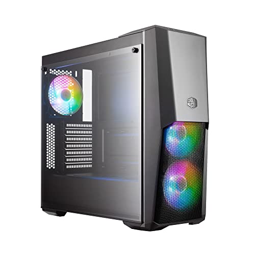 Cooler Master MasterBox MB500 ARGB - ATX-PC-Gehäuse mit Mesh Abdeckung, 3 vorinstallierten Lüftern (120 mm), Glasseitenwand, flexible Luftstromkonfigurationen von Cooler Master