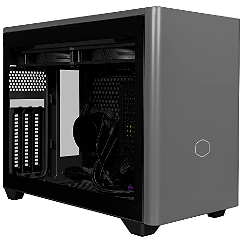 Cooler Master MasterBox NR200P MAX Mini-ITX PC-Gehäuse - Seitenteil aus gehärtetem Glas, 280mm AIO-CPU-Kühler, 850W 80-PLUS Gold SFX-Netzteil, vertikale GPU-Halter mit PCI-e 4.0 x16 Riser-Kabel von Cooler Master