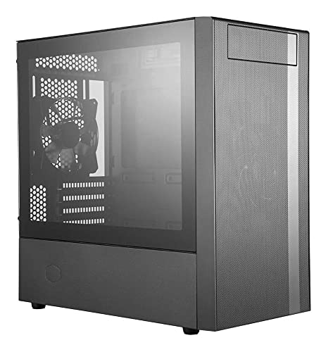 Cooler Master MasterBox NR400 Micro-ATX Tower mit Netzbelüftung vorne, minimales Design, Seitenwand aus gehärtetem Glas und einzelner Headset-Buchse von Cooler Master