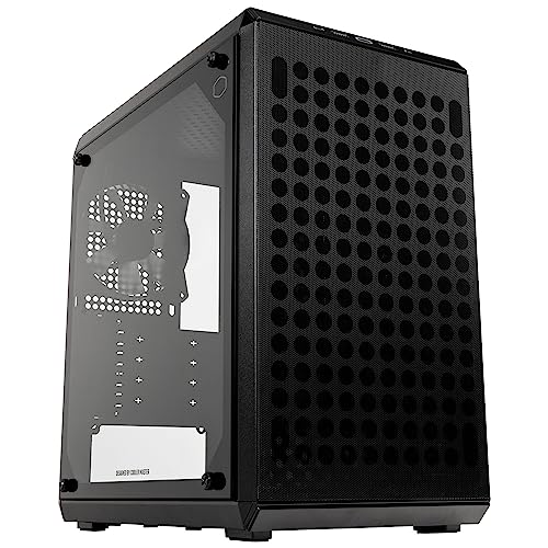 Cooler Master MasterBox Q300L V2 – mATX-Mini-Tower-Gehäuse, 1 x 120 mm vorinstallierter hinterer Lüfter, gehärtete Glasscheibe, sauberes Routing, mehrere Kühloptionen und USB 3.2 Gen 2x2 Typ-C 20 GB/s von Cooler Master