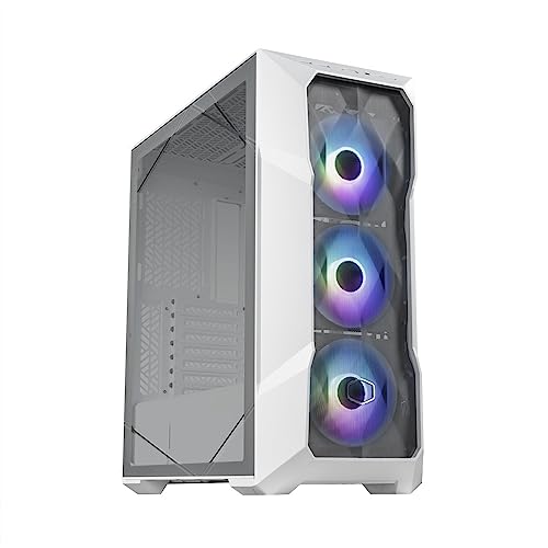 Cooler Master MasterBox TD500 Mesh V2 – E-ATX Gehäuse mit tesselliertem Mesh, Mid-Tower mit 3 x 120 mm ARGB-Lüfter, abnehmbare Abdeckung, Seitenwand aus gehärtetem Glas, USB Typ-C 10 Gbit/s – Weiß von Cooler Master