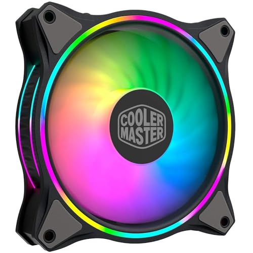 Cooler Master MasterFan MF120 Halo Duo-Ring ARGB Lüfter, 24 unabhängige LEDs, 120 mm PWM statischer Druckventilator, Absorbierpads für Computergehäuse und Flüssigkeitskühler von Cooler Master