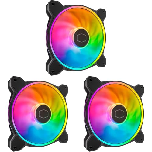 Cooler Master MasterFan MF140 Halo2 ARGB – 140mm Gehäuselüfter, adressierbare Dual-Ring-RGB-Beleuchtung, Rifle-Lager, vergrößerte Luftausgleichsblätter mit Stausensorschutz und verbesserter Treiber-IC von Cooler Master