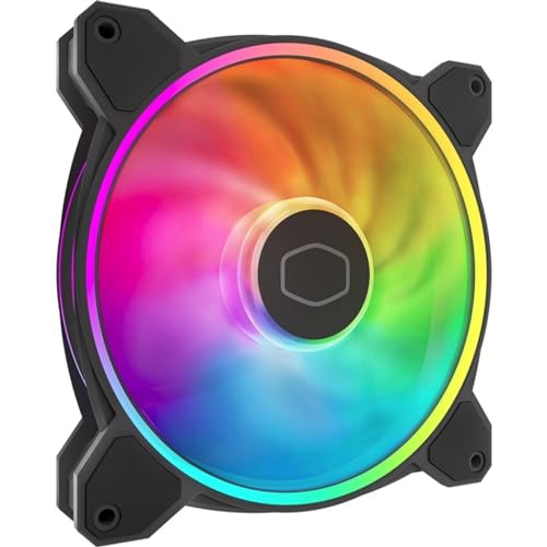 Cooler Master MasterFan MF140 Halo² Lüfter, Duo-Ring ARGB Gen 2 LED-Ringe, 120 mm 1600 U/min dynamisches PWM, Flüssigkeits- und Luftkühler (MFL-B4DN-16NP2), B4DN-16NP2) Lack von Cooler Master