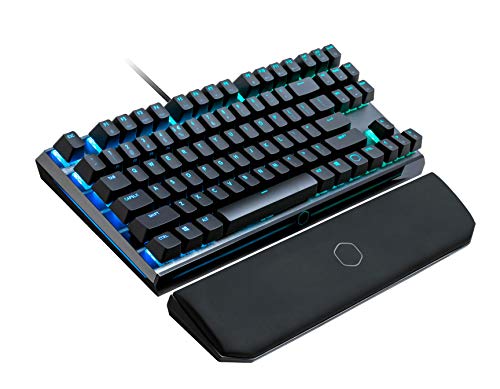 Cooler Master MasterKeys MK730 - Mechanische kompakte RGB Gaming-Tastatur ohne Nummernblock, Gehäuse aus gebürstetem Aluminium, abnehmbare Handballenauflage, deutsches Layout, Cherry MX Blue von Cooler Master