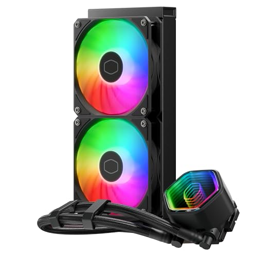 Cooler Master MasterLiquid 240 Core II Wasserkühlung – 240mm AIO Wasserkühlung (max. 260 W TDP), GR9-Doppelkammerpumpe, verbesserte ARGB-Gen-2-Lüfter, schnell montierbare AMD- und Intel-Kits – Schwarz von Cooler Master