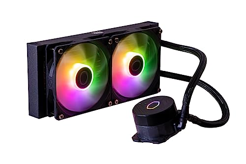 Cooler Master MasterLiquid 240L Core ARGB Wasserkühlung - CPU-Flüssigkeitskühler mit Zweikammer-Gen-S-Pumpe, überlegende PC-Kühlung mit 120mm -Lüfter, LGA 1700- und AM5-Halterungen – Schwarz von Cooler Master