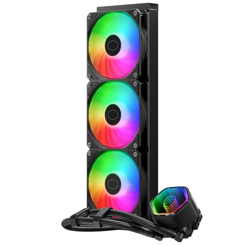 Cooler Master MasterLiquid 360 Core II Wasserkühlung – 360mm AIO Wasserkühlung (max. 280 W TDP), GR9-Doppelkammerpumpe, verbesserte ARGB-Gen-2-Lüfter, schnell montierbare AMD- und Intel-Kits – Schwarz von Cooler Master