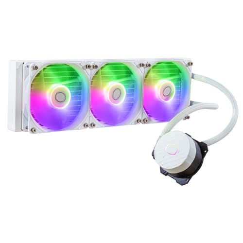 Cooler Master MasterLiquid 360L Core ARGB Wasserkühlung - CPU-Flüssigkeitskühler mit Zweikammer-Gen-S-Pumpe, überlegende PC-Kühlung mit 120mm Lüfter, LGA 1700- und AM5-Halterungen – Weiß von Cooler Master