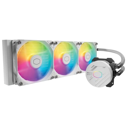 Cooler Master MasterLiquid 360L Core White 360mm Close-Loop AIO Liquid Cooler, ARGB Sync, Gen S Coldplate Pumpe, 120mm PWM, CryoFuze 14W/Mk, AMD Ryzen AM5/AM4, Intel LGA1700/1200 (MLW-D36M-A18PZ-RW) von Cooler Master