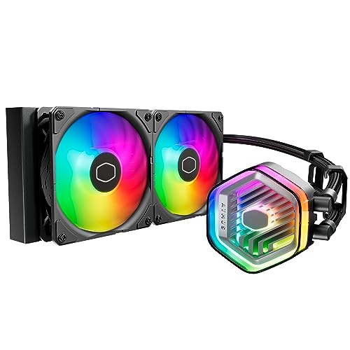 Cooler Master MasterLiquid Atmos 240 Black CPU-Wasserkühler – AIO-Wasserkühlung, Doppelkammerpumpe, vorinstallierte Sickleflow 120 Edge-Lüfter, adressierbares Gen 2 RGB, LGA1700- & AM5 – Schwarz von Cooler Master