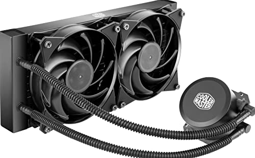 Cooler Master MasterLiquid Lite 240 Wasserkühler – 240mm Liquid Cooler, CPU Wasserkühlung mit dualer Dissipationspumpe und 120mm Luftausgleichslüfter von Cooler Master