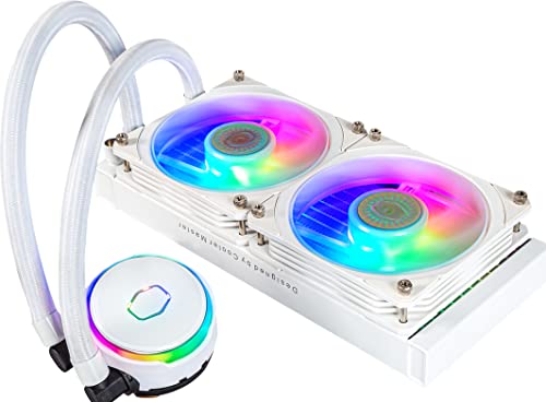 Cooler Master MasterLiquid PL240 Flux CPU-Kühler - AIO Wasserkühlung mit 2 x 120mm Lüfter, 240mm Kühler inkl. ARGB-Controller (2te Generation) - AMD- und Intel-kompatibel, weiß von Cooler Master