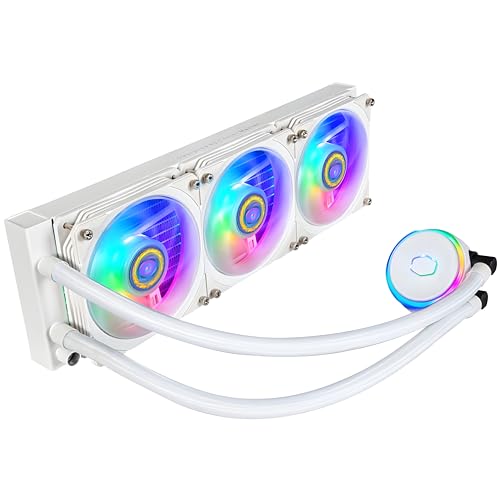 Cooler Master MasterLiquid PL360 Flux CPU-Kühler - AIO Wasserkühlung mit 3 x 120mm Lüfter, 360mm Kühler inkl. ARGB-Controller (2te Generation) - AMD- und Intel-kompatibel, weiß von Cooler Master