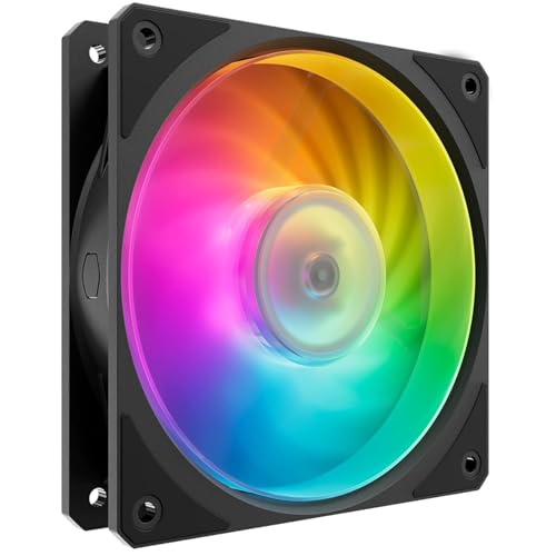 Cooler Master Mobius 140P ARGB Gehäuselüfter – 140mm ARG-Lüfter mit Ring-Blade-Design (PWM), Loop Dynamic Bearing System (max. 76,5 CFM, 2,3 mmH2O, 30 dBA), abgeschrägter Air-Focus-Rahmen, Schwarz von Cooler Master