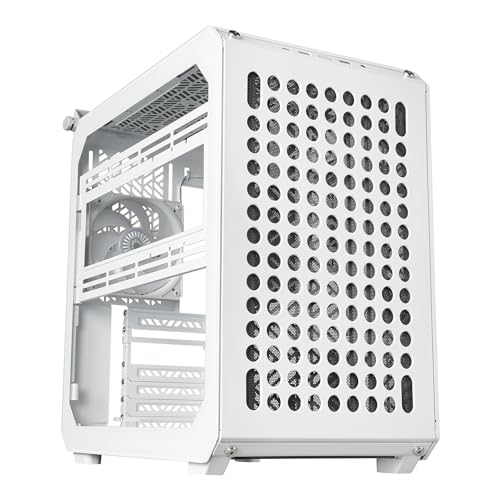 Cooler Master QUBE 500 Flatpack White Small High Airflow Mid-Tower ATX anpassbares Gaming-PC-Gehäuse, gehärtetes Glas, vertikale GPU-Halterung, USB-C, Tragegriff, Gem Mini (Q500-WGNN-S00) von Cooler Master