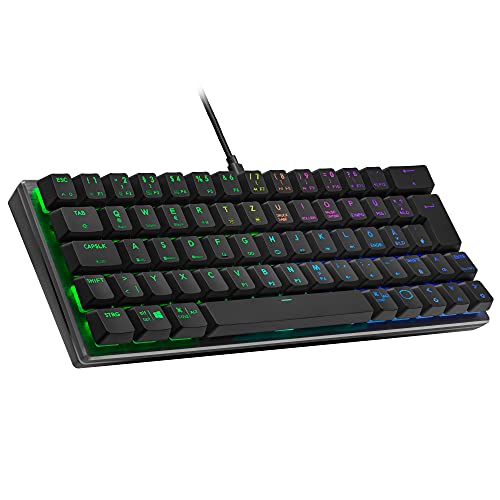 Cooler Master SK620 Kabelgebundene Gaming-Tastatur – Kompaktes 60%-Layout, flache mechanische Schalter, RGB-Beleuchtung pro Taste, On-the-Fly-Steuerung, macOS/Windows-kompatibel – QWERTZ, DE Tastatur von Cooler Master