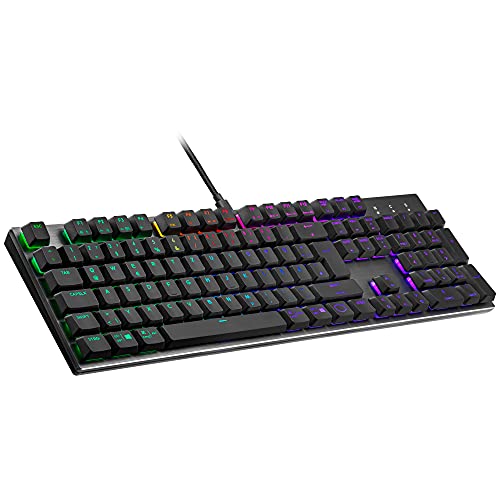 Cooler Master SK652 Mechanische Tastatur (Full-Size) – Mit flachen, schwebenden Tasten, RGB-Beleuchtung, kabelgebundener USB-Typ-A-Anschluss, PC- und MacOS-kompatibel – DE-Layout, Rote Schalter von Cooler Master