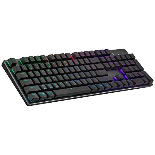 Cooler Master SK653 Kabellose mechanische Gaming-Tastatur (Full-Size) – Mit flachen schwebenden Tasten, Bluetooth/Kabel Hybrid, RGB-Beleuchtung, PC- und MacOS-kompatibel – ES-Layout, Rote Schalter von Cooler Master