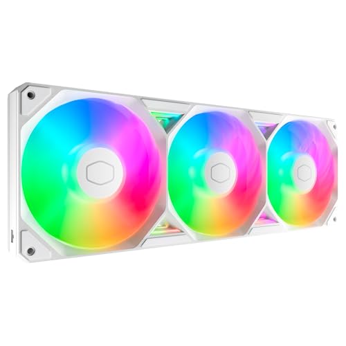 Cooler Master SickleFlow Edge 360 ​​ARGB – 360 mm Monorahmen mit 3 Lüftern (PWM), hoher Luftstrom (190 CFM) und statischer Druck (3,54 mmH2O), ARGB Gen 2-Beleuchtung, einfache Installation – Weiß von Cooler Master