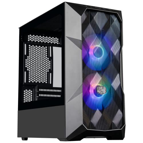 Cooler Master TD300 Mesh Micro-ATX Tower mit polygonalem Mesh Front ana abnehmbares Oberteil, ARGB/PWM Hub gehärtetes Glas, Dual Sickleflow PWM ARGB Beleuchtungsventilatoren von Cooler Master