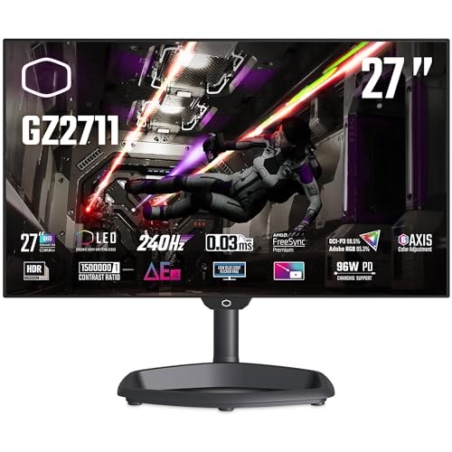 Cooler Master Tempest GZ2711 – 27" OLED-Bildschirm, WQHD (2560 x 1440) 240Hz, 0,03ms GtG, WOLED-Panel, 98,5% DCI-P3 (ΔE≤2, 10 Bit), KVM, RGB-Hintergrundbeleuchtung, DP 1.4, HDMI 2.1, USB Typ-C (96 W) von Cooler Master