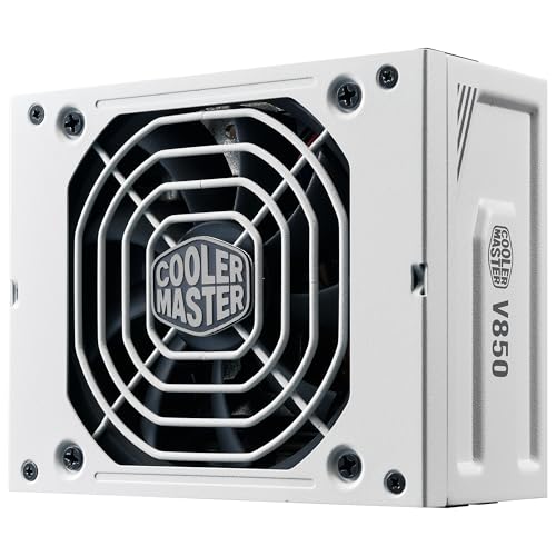 Cooler Master V850 SFX Gold ATX 3.1 White Edition, UK Stecker - 850W 80 Plus Gold, Vollmodulares Netzteil, SFF/Mini-ITX Netzteil, 92mm FDB Lüfter, PCIe 5.1 Kabel, SFX-zu-ATX Halterung von Cooler Master