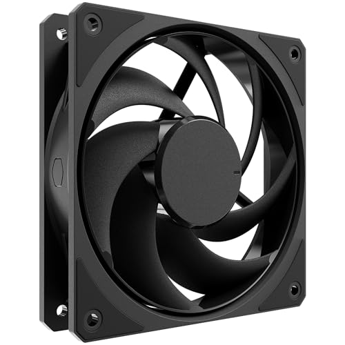 Cooler Master Mobius 140 Black Edition Gehäuselüfter - Ring Blade Design (PWM), extrem langlebiges Loop Dynamic Bearing (max. 76,5 CFM, 2,3 mmH2O, 30 dBA), abgeschrägter Air-Focus-Rahmen - Schwarz von Cooler Master