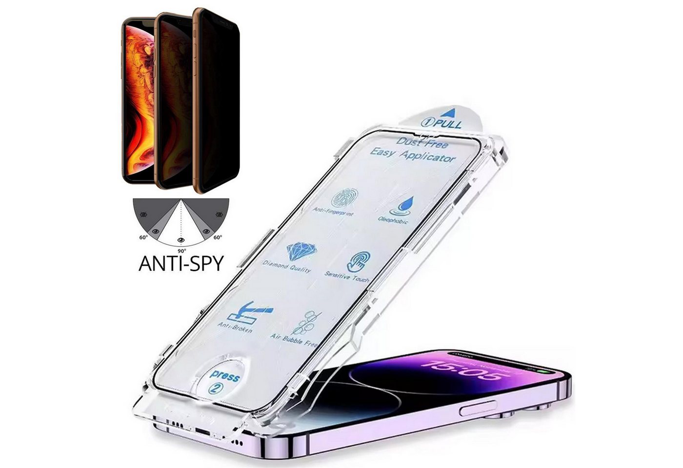 CoolGadget Displayschutzfolie Sichtschutz Panzerfolie für Apple iPhone 13 Pro Max, mit Aufbringhilfe, 2x Privacy Glas Folie Anti-Spy Schutzfolie inkl. Montage Rahmen CoolGadget Displayschutzfolie Sichtschutz Panzerfolie für Apple iPhone 13 Pro Max, mit Aufbringhilfe, 2x Privacy Glas Folie Anti-Spy Schutzfolie inkl. Montage Rahmen von Coolgadget
