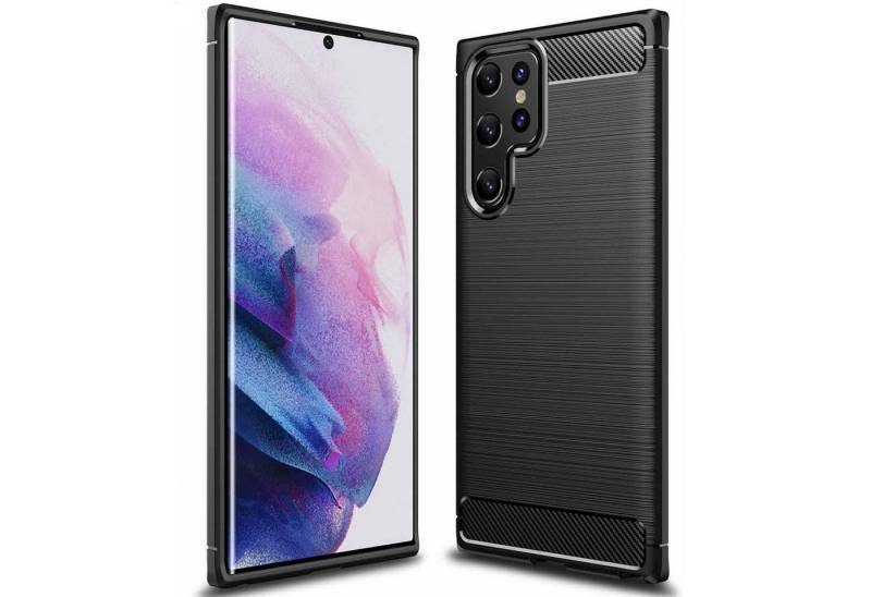 CoolGadget Handyhülle Carbon Handy Hülle für Samsung Galaxy S22 Ultra 6,8 Zoll, robuste Telefonhülle Case Schutzhülle für Samsung S22 Ultra Hülle von Coolgadget