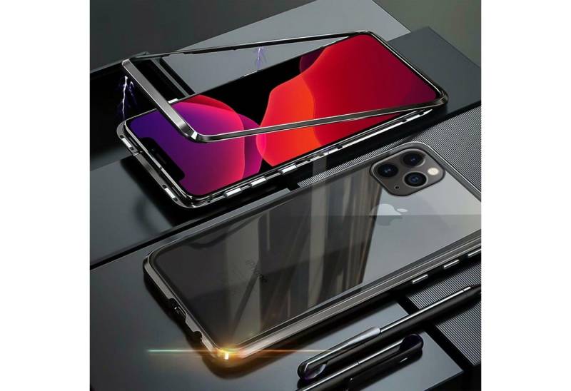CoolGadget Handyhülle Metall Magnet Handy Case für Apple iPhone 12 / 12 Pro 6,1 Zoll, Hülle Outdoor Schutz Cover Rückseite Glas für iPhone 12, iPhone 12 Pro von Coolgadget