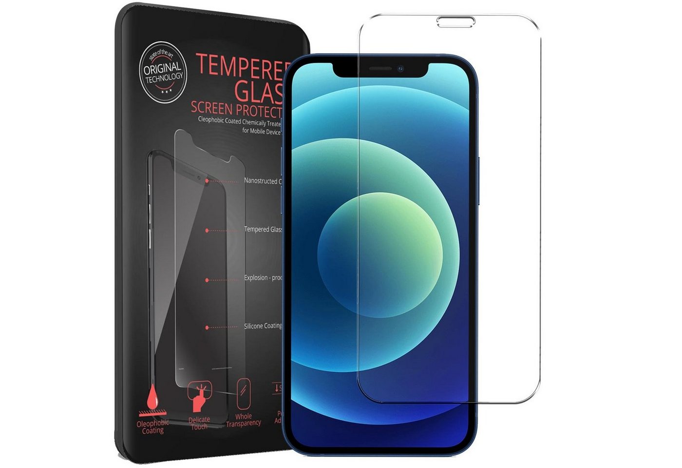 CoolGadget Schutzfolie Panzerfolie für Apple iPhone 12 Mini, (9H Härtegrad, 2x Schutzglas, 1xReinigungset), Displayfolie Panzer Schutzfolie 2 Stück für iPhone 12 Mini Glas Folie von Coolgadget
