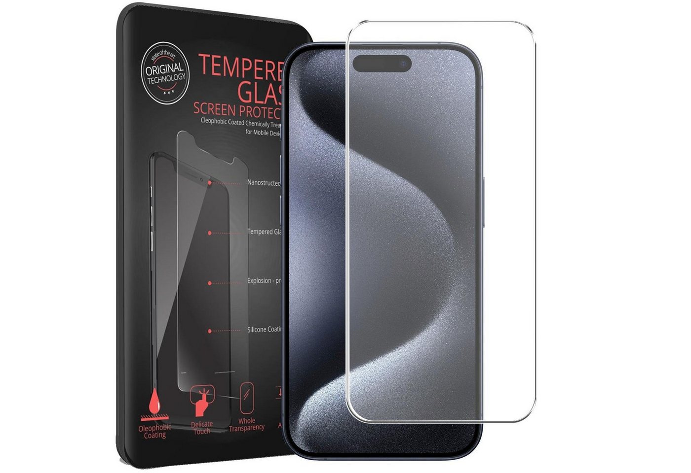 CoolGadget Schutzfolie Panzerfolie für Apple iPhone 15 Pro Max, (9H Härtegrad, 2x Schutzglas, 1xReinigungset), Displayfolie Schutzfolie 2 Stück für iPhone 15 Pro Max Glas Folie von Coolgadget