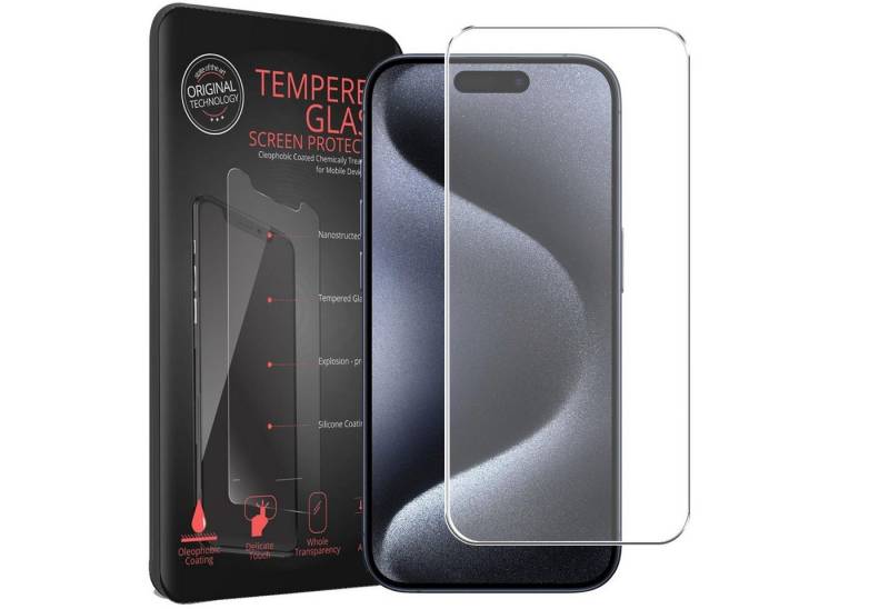 CoolGadget Schutzfolie Panzerfolie für Apple iPhone 15 Pro Max, (9H Härtegrad, 2x Schutzglas, 1xReinigungset), Displayfolie Schutzfolie 2 Stück für iPhone 15 Pro Max Glas Folie von Coolgadget