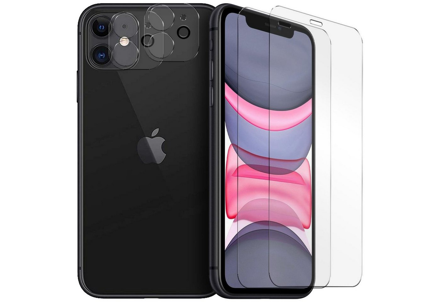 CoolGadget Schutzfolie Panzerfolie für iPhone 11, (Spar-Set 4in1, 2x Displayschutz, 2x Kameraschutz), Panzerglas Schutzfolie für Apple iPhone 11 Folie von Coolgadget