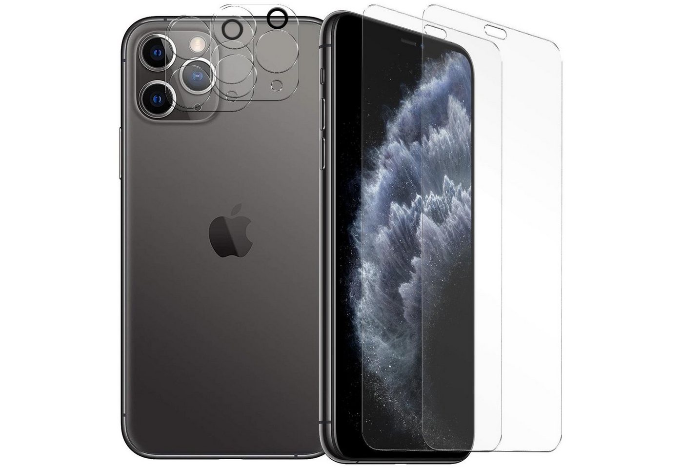 CoolGadget Schutzfolie Panzerfolie für iPhone 11 Pro, (Spar-Set 4in1, 2x Displayschutz, 2x Kameraschutz), Panzerglas Schutzfolie für Apple iPhone 11 Pro Folie von Coolgadget