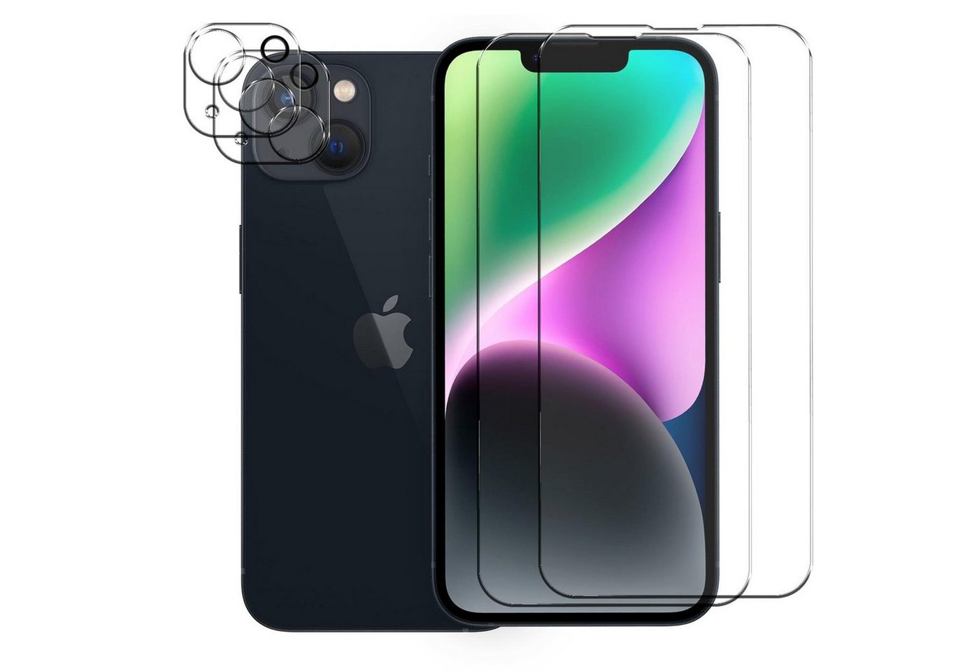 CoolGadget Schutzfolie Panzerfolie für iPhone 14 Plus, (Spar-Set 4in1, 2x Displayschutz, 2x Kameraschutz), Panzerglas Schutzfolie für Apple iPhone 14 Plus Folie von Coolgadget