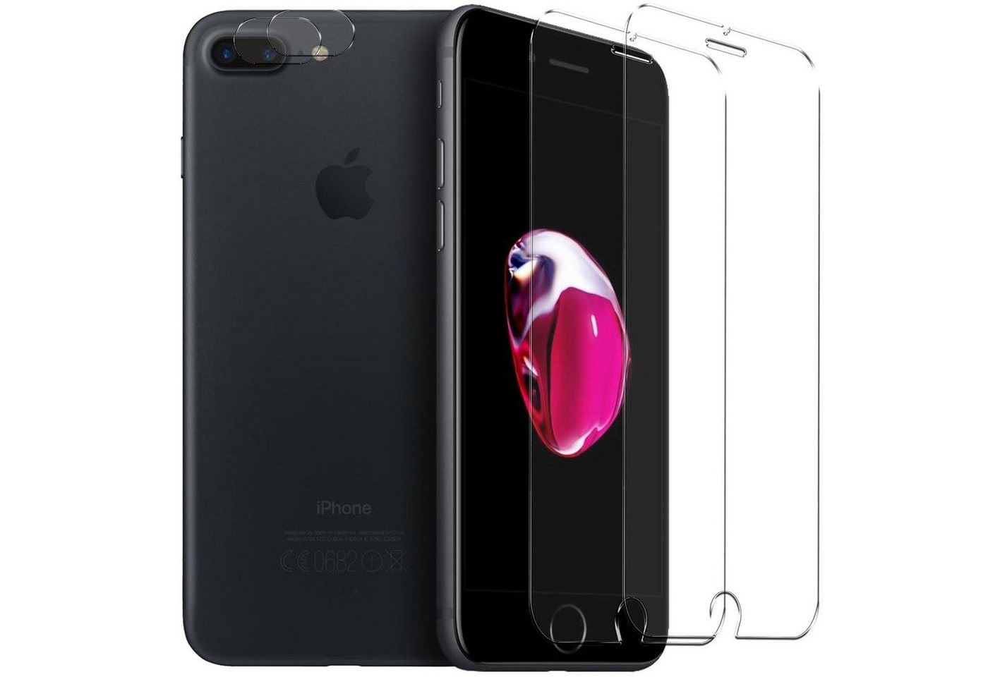 CoolGadget Schutzfolie Panzerfolie für iPhone 7 Plus / 8 Plus, (Spar-Set 4in1, 2x Displayschutz, 2x Kameraschutz), Panzerglas Schutzfolie für Apple iPhone 7 Plus / 8 Plus Folie von Coolgadget