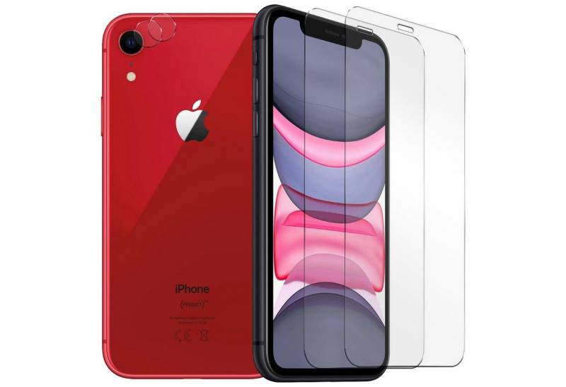 CoolGadget Schutzfolie Panzerfolie für iPhone XR, (Spar-Set 4in1, 2x Displayschutz, 2x Kameraschutz), Panzerglas Schutzfolie für Apple iPhone XR Folie von Coolgadget