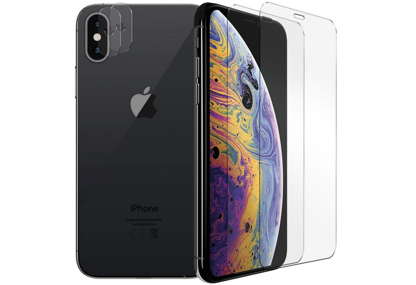 CoolGadget Schutzfolie Panzerfolie für iPhone XS Max, (Spar-Set 4in1, 2x Displayschutz, 2x Kameraschutz), Panzerglas Schutzfolie für Apple iPhone XS Max Folie von Coolgadget