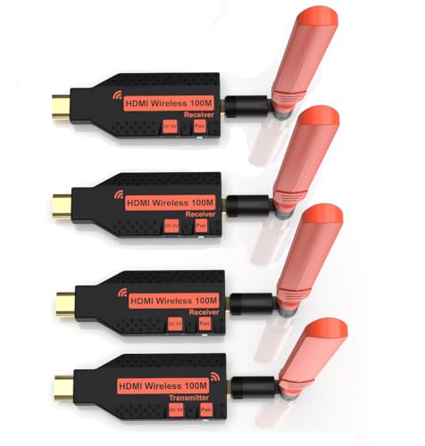 Kabelloser HDMI-Sender und 3 Empfänger, 100 m, 1080P HD-Streaming, Plug & Play, tragbar, 5,8 G kabelloses Extender-Kit für PC, Laptop, Kamera, Kabelbox zu mehreren Fernsehern, Monitoren, Projektoren von Coolpie