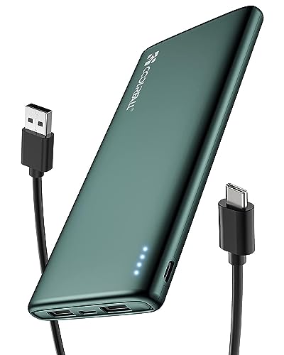 Coolreall Power Bank 10000mAh, Schlank & Leicht Handy Externer Akku mit USB C (Eingang & Ausgang), 2 USB Ausgängen und Mirco USB Eingängen, Powerbank für iPhone, Samsung Galaxy, Huawei, Xiaomi, iPad von Coolreall