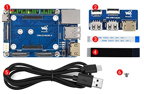 CM4-IO-BASE-A + USB HDMI Adapter, Mini Base Board for Raspberry Pi Compute Module 4 with More USB and HDMI Connectors von Coolwell
